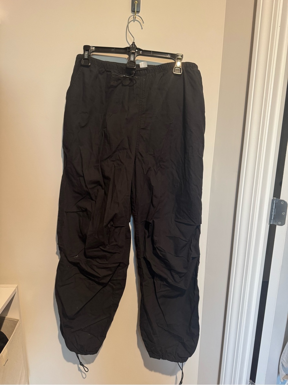 Women’s Black Cargo Jogger Pants with Drawstring Waist